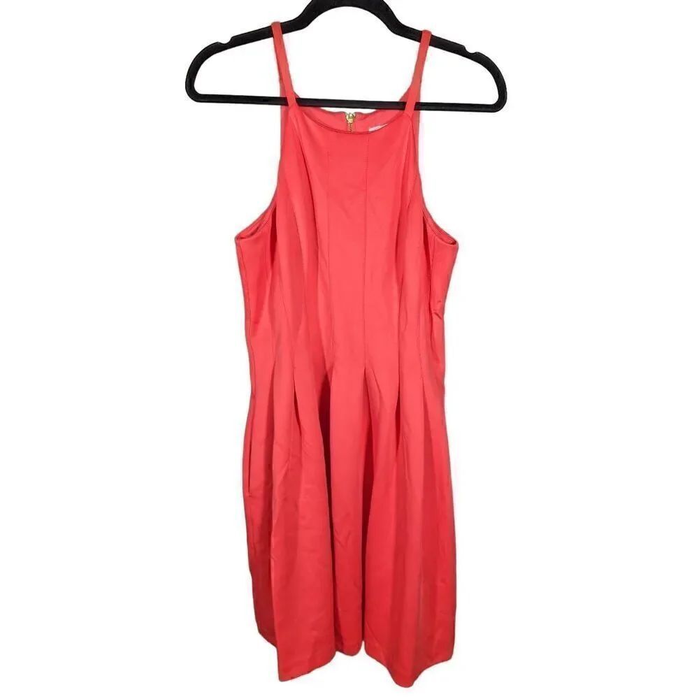 Calvin Klein Sleeveless High Collar Orange Dress Women's Size Medium